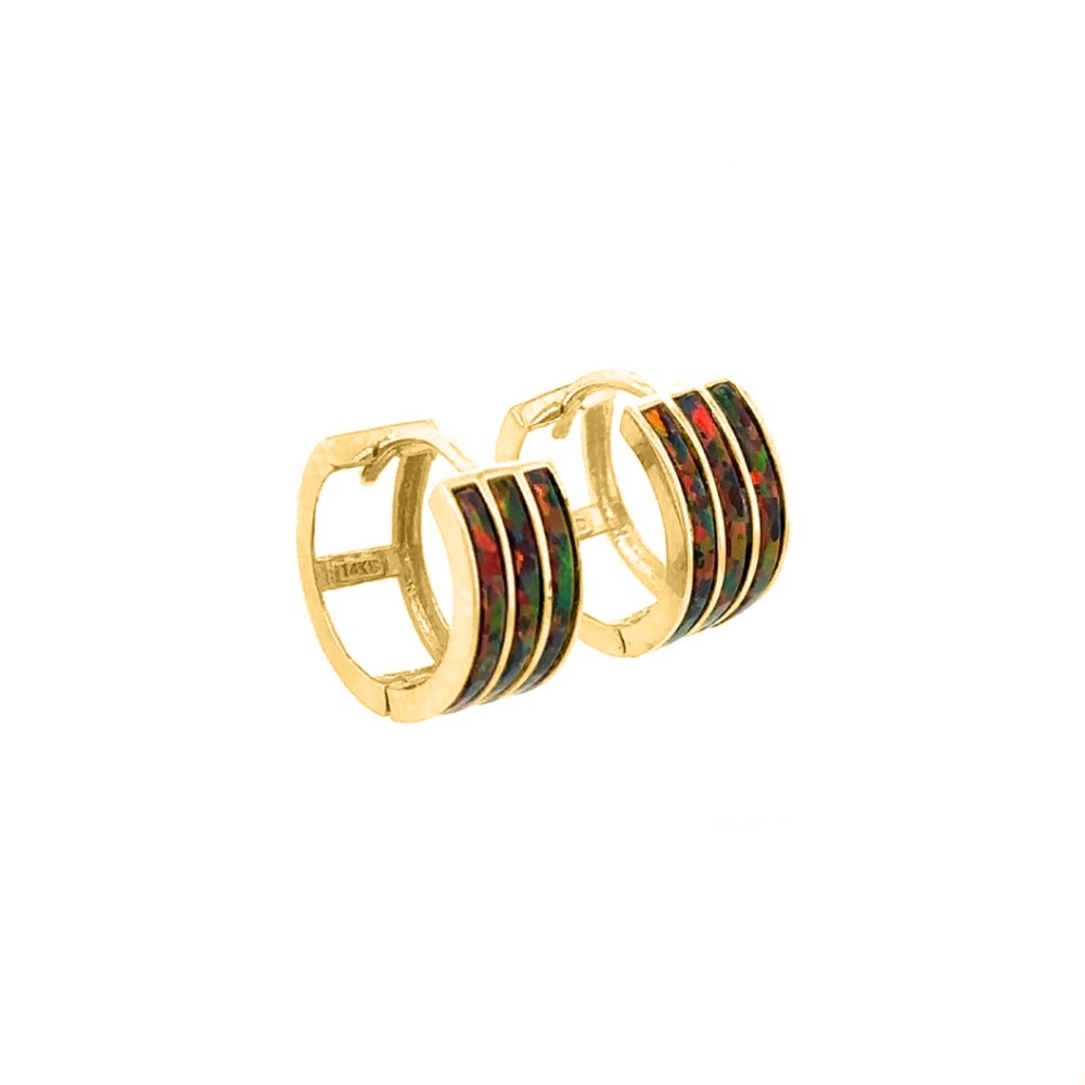14K Yellow Gold Hoop Earrings Women Jewelry